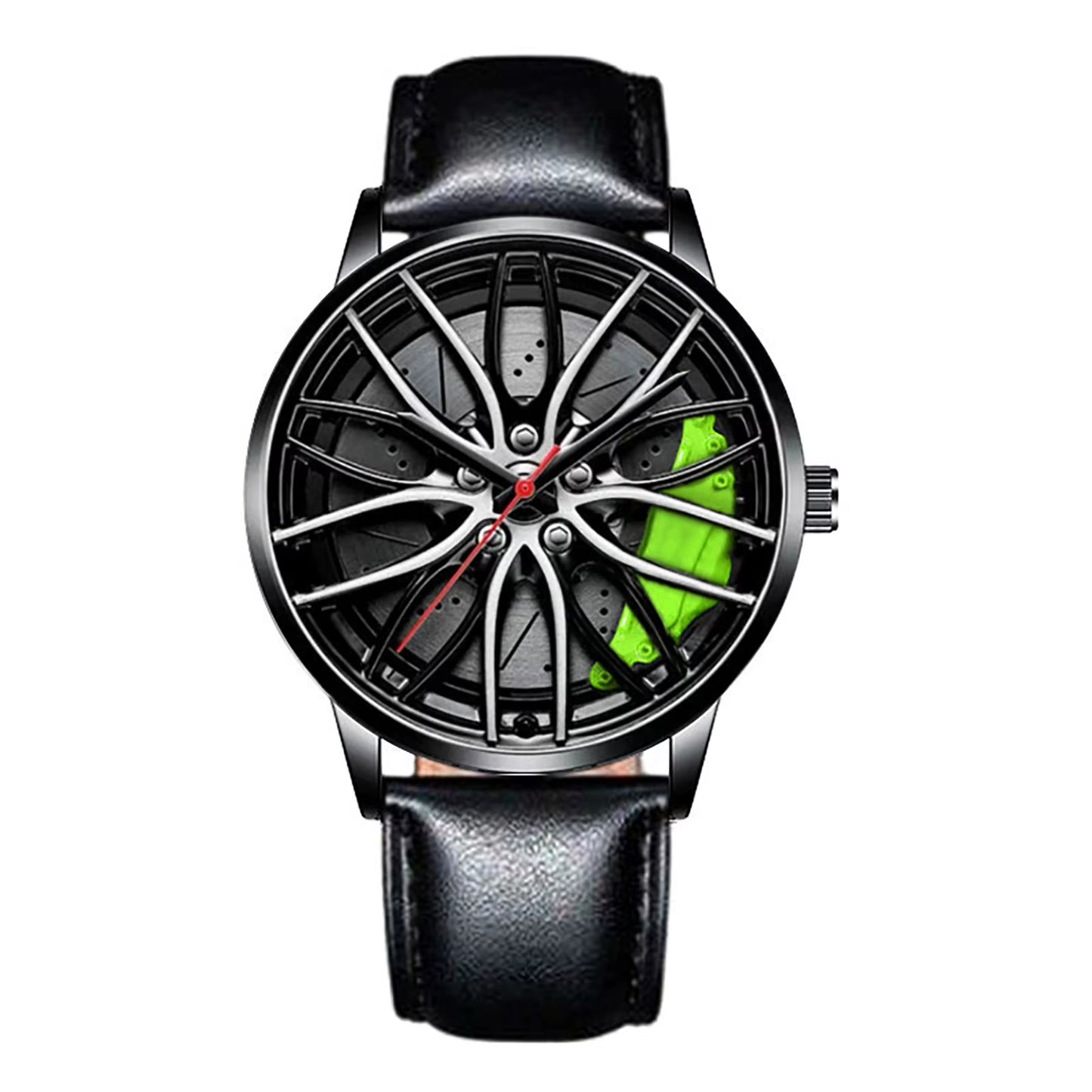 Car Wheel Watch with Leather Strap for Men Multifunctional Business Male Clock Running Climbing Fishing Sports Watch Car Watch
