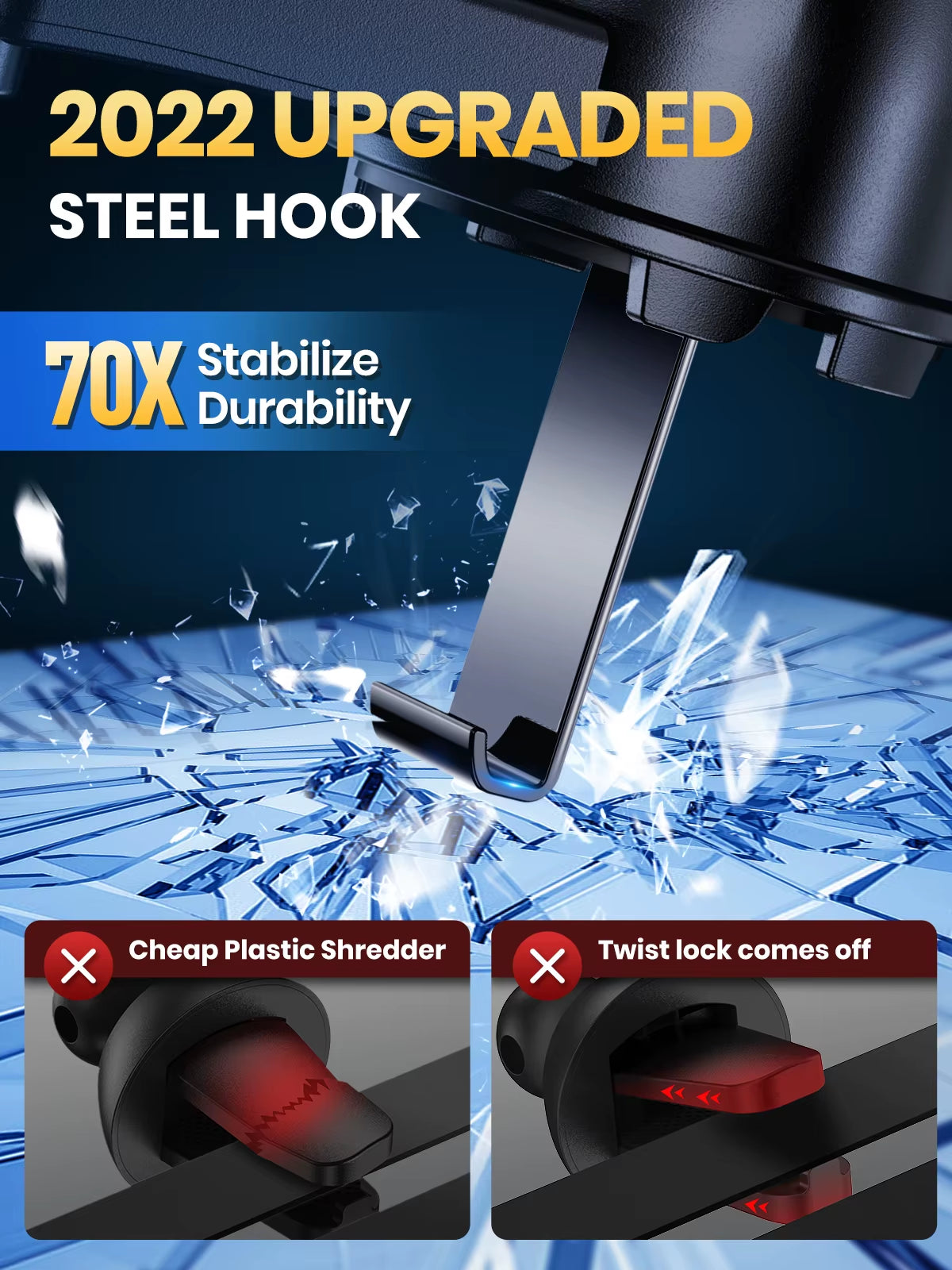 TOPK D35-S Car Phone Holder,  Phone Mount for Car with Hook Clip Air Vent Car Mount 360° Rotation for Mobile Phones