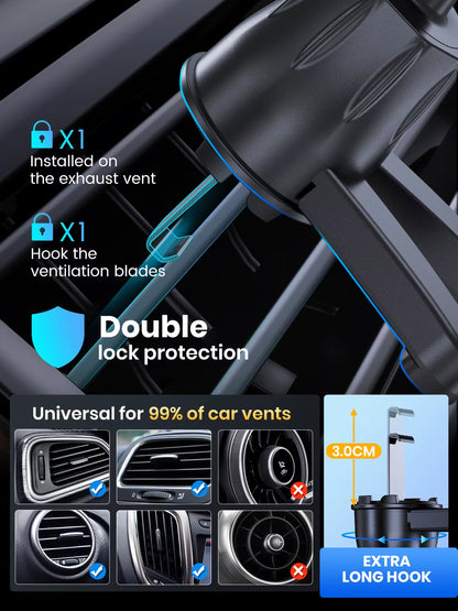 TOPK D35-S Car Phone Holder,  Phone Mount for Car with Hook Clip Air Vent Car Mount 360° Rotation for Mobile Phones