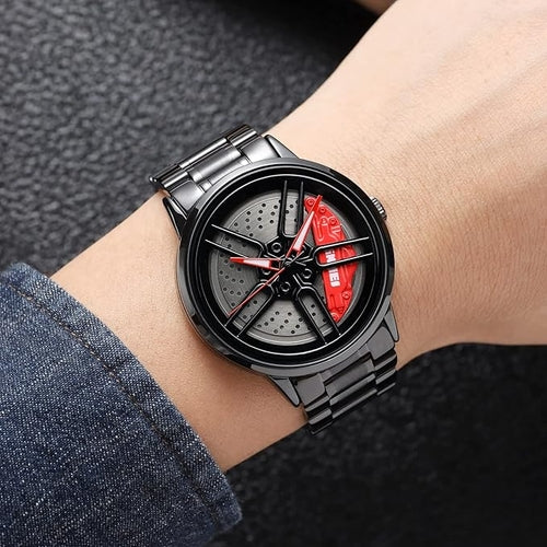 Men’s Wheels Rolling Watch – Car Rim Dial with Butterfly Clasp