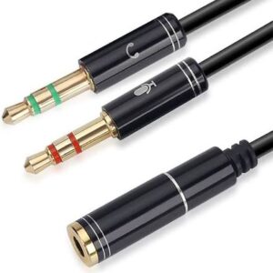 3.5mm 4 Pin Female to 2x3.5mm 3 Pin Male Headphone Converter