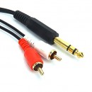 6.35mm Male Stereo Plug To 2 RCA Male Audio Y Splitter Cable
