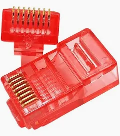 RJ 45 Connectors Pack of 100 Red