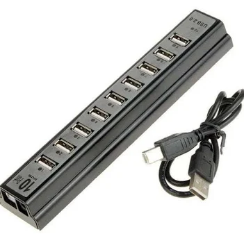 USB Hub 10 Ports Portable USB 2.0 Hub 480 Mbps