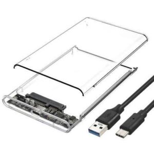 5Gbps USB 3.1 /USB C Transparent 2.5-inch Hard Drive Enclosure Tool Free
